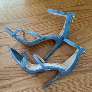 Liliana Strappy Denim Zip Up High Heels